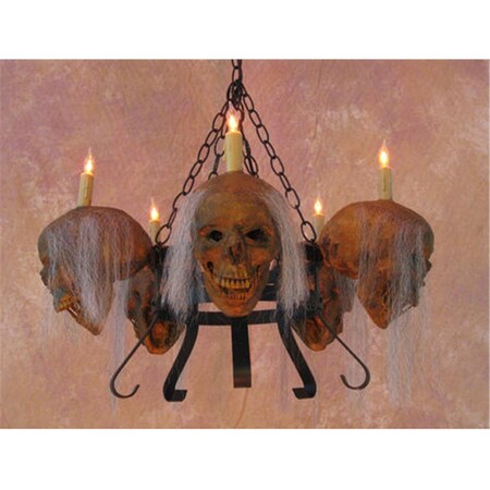 Chandelier Skull-Metal 5 Corpsed Skulls on Dual Metal Frame